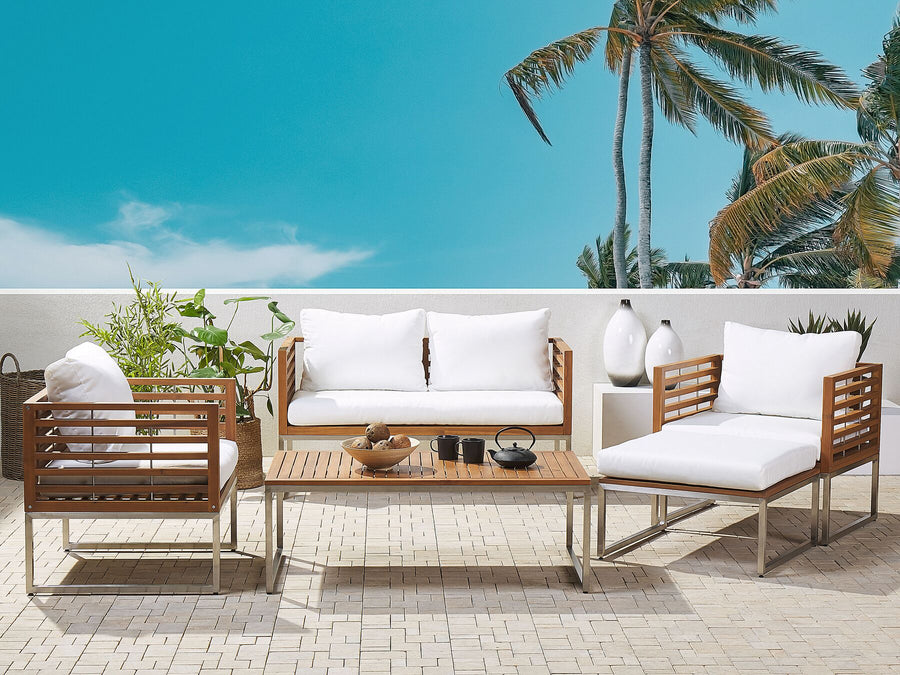 Bermuda Garden Lounge Set with Table 4 Seater Acacia Wood Brown