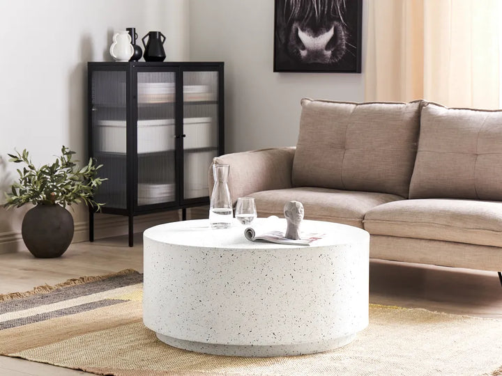 Coffee Table 90 cm 90 cm Terrazzo Effect White Terrazzo Levian