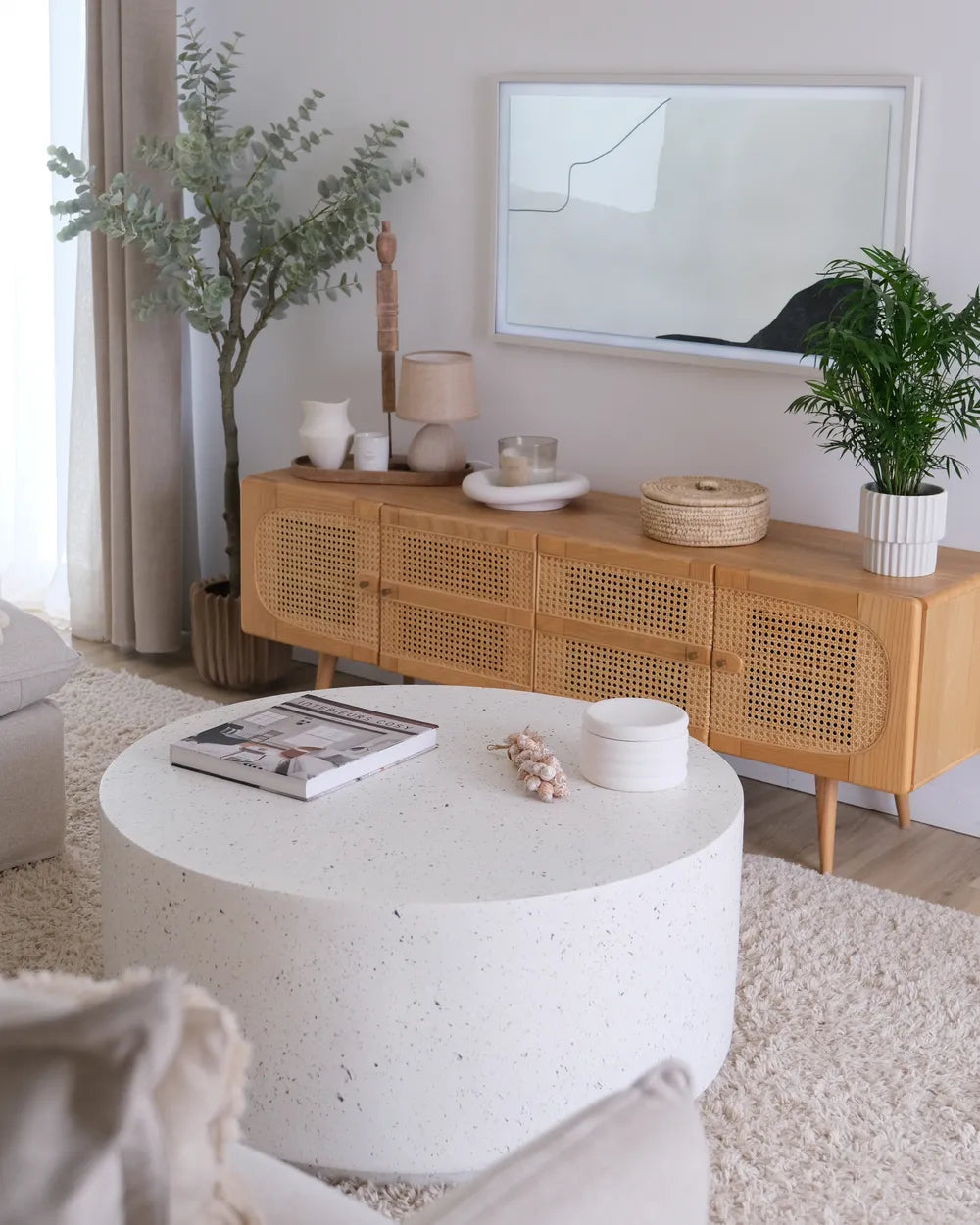 Coffee Table 90 cm 90 cm Terrazzo Effect White Terrazzo Levian