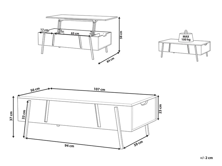Coffee Table Brown/ Black with Storage Whetsel