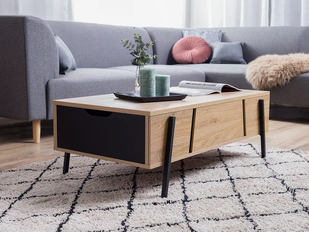 Coffee Table Brown/ Black with Storage Whetsel