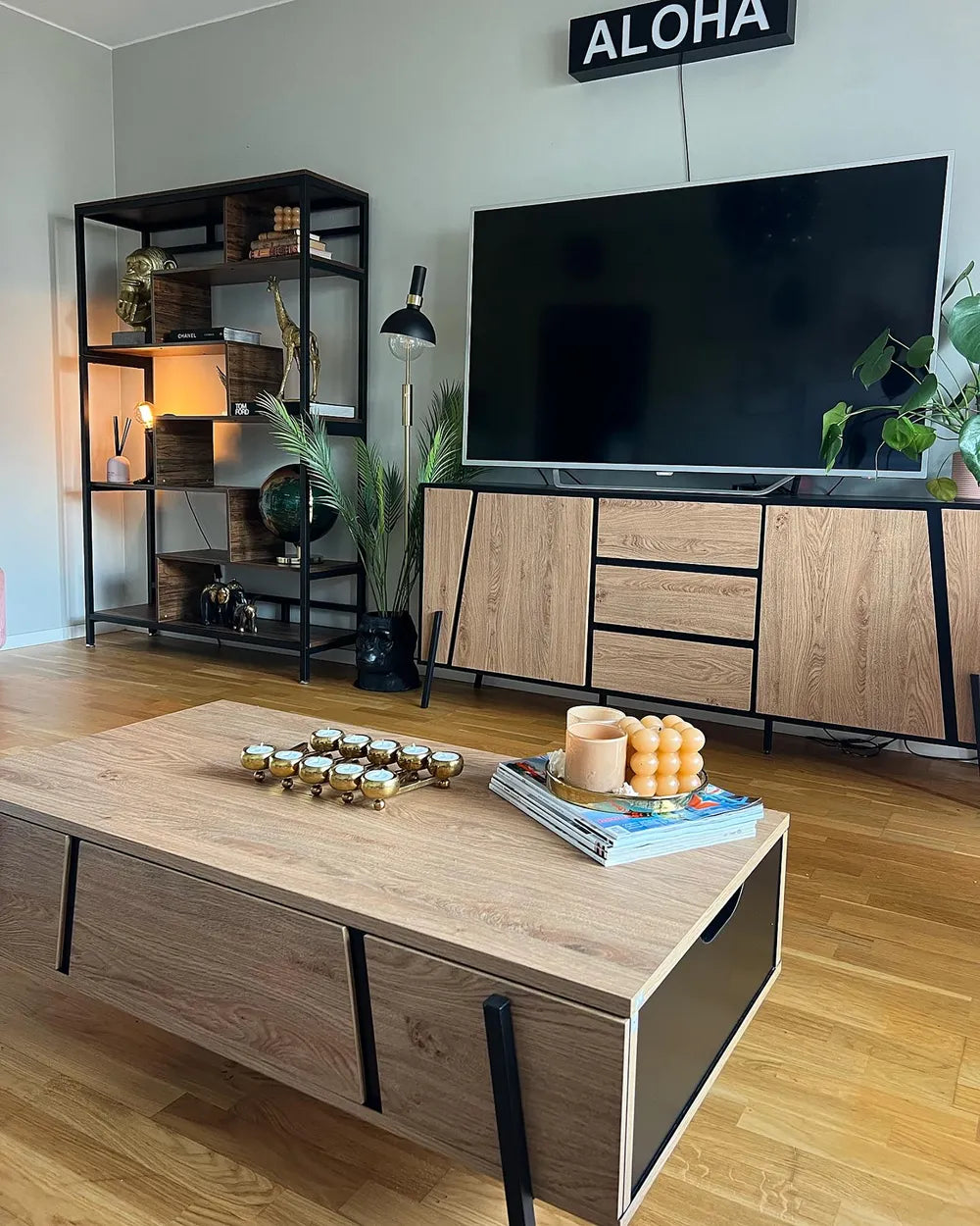 Coffee Table Brown/ Black with Storage Whetsel