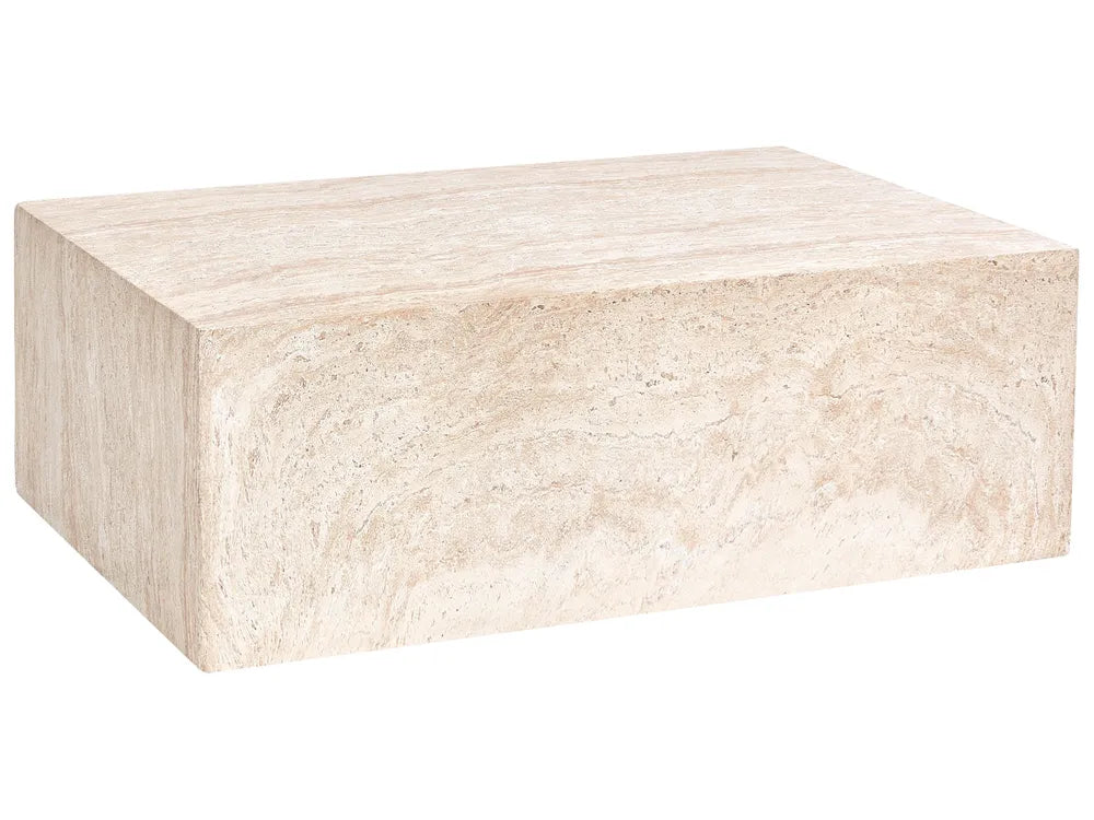 Beige stone coffee table on a white background