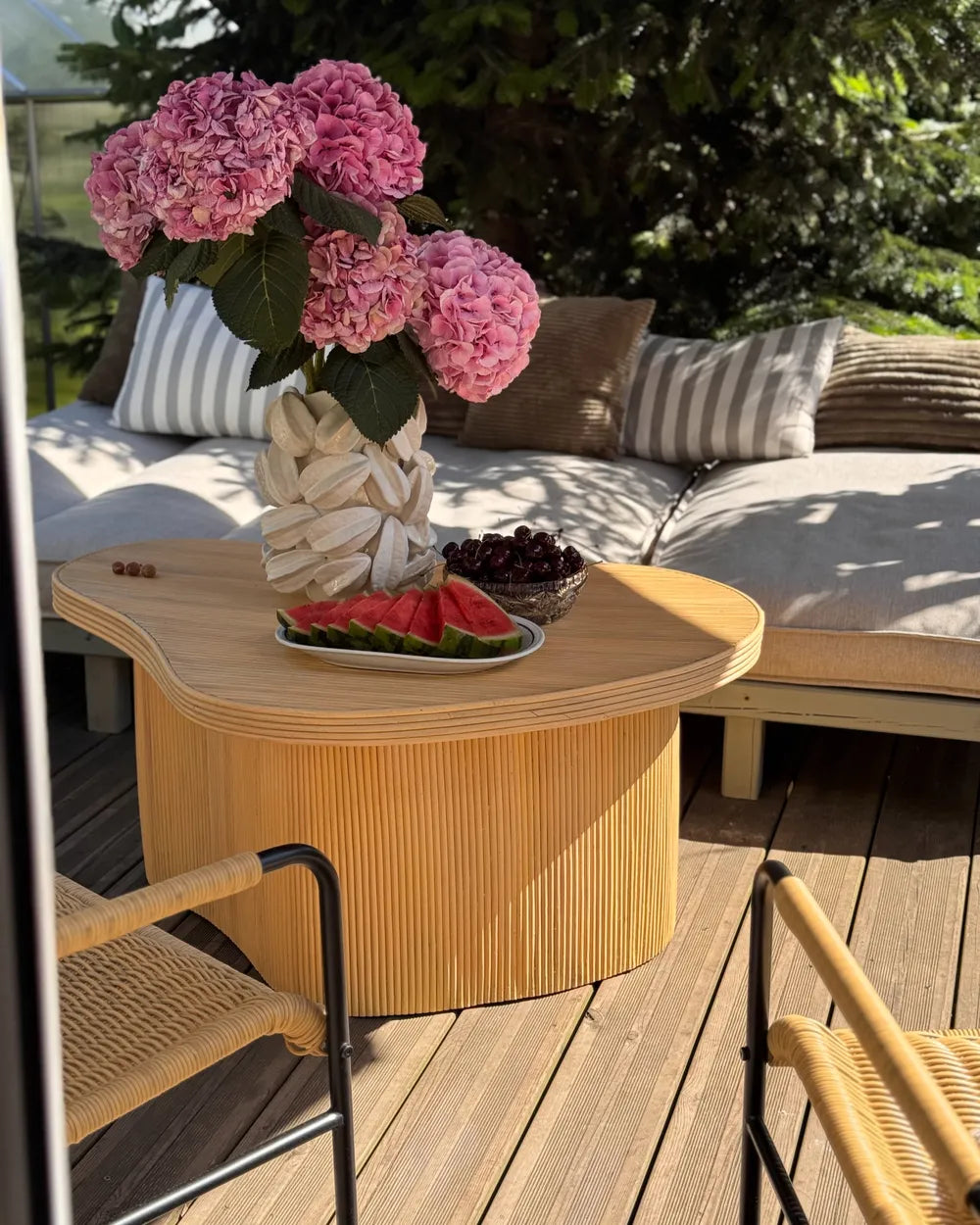 Set of 2 Coffee Tables Rattan Natural with Storage Muhsina