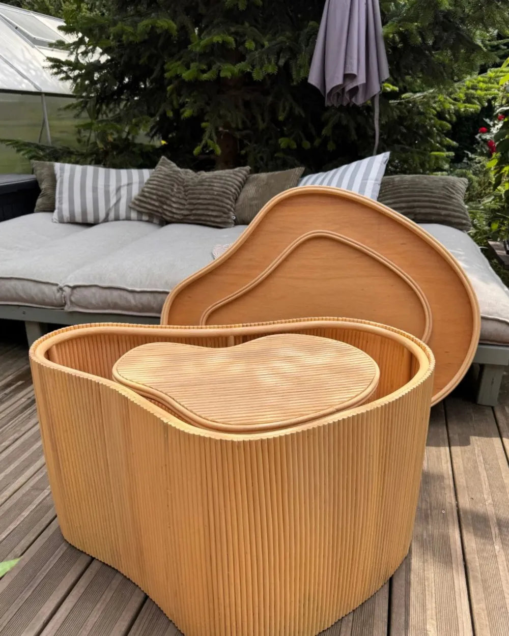 Set of 2 Coffee Tables Rattan Natural with Storage Muhsina