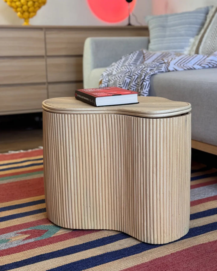 Set of 2 Coffee Tables Rattan Natural with Storage Muhsina