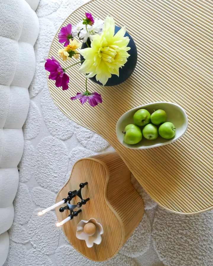 Set of 2 Coffee Tables Rattan Natural with Storage Muhsina