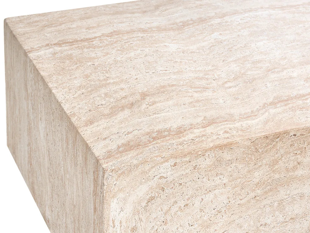 Coffee Table 90 cm 66 cm Travertine Effect Jasmarie