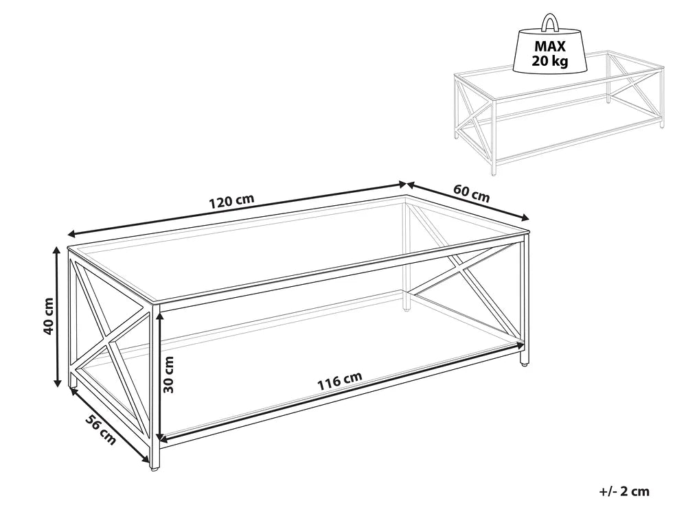 Coffee Table Tempered Glass Silver Lorccan