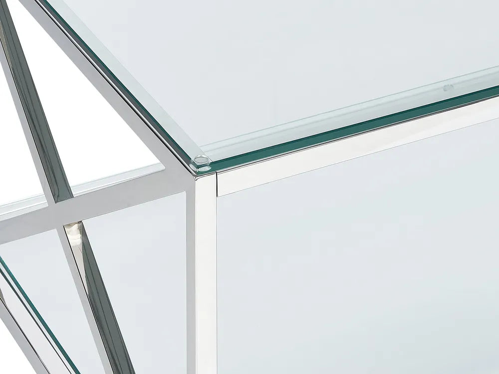 Coffee Table Tempered Glass Silver Lorccan