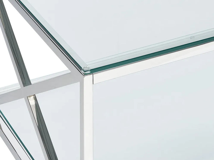Coffee Table Tempered Glass Silver Lorccan