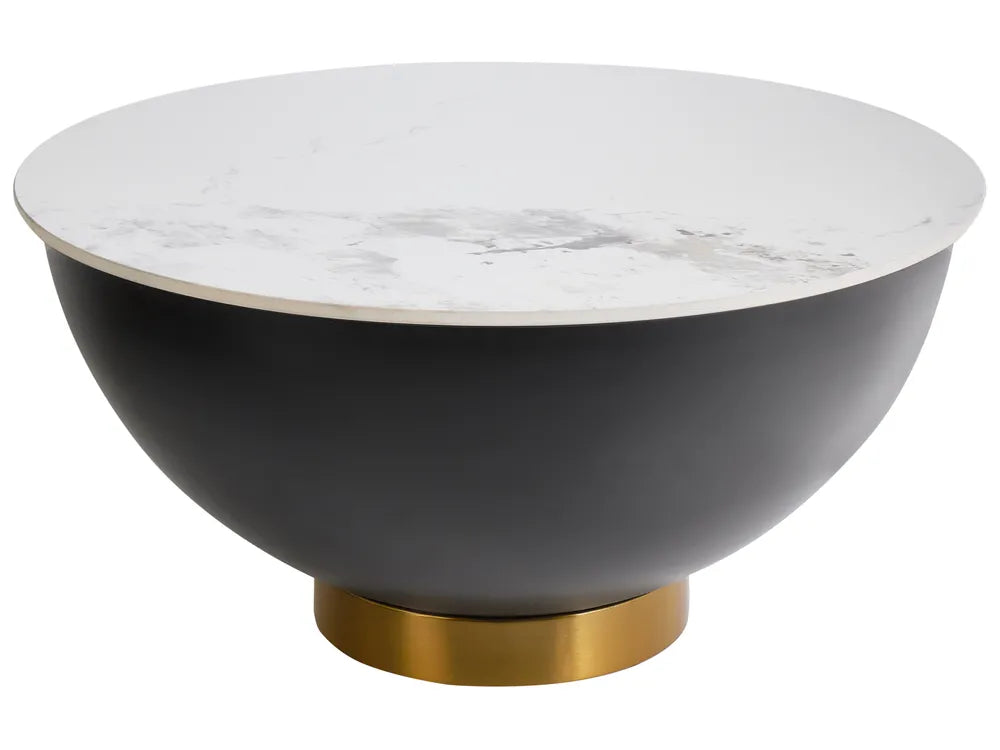 Bowl with marble top and gold base on a white background