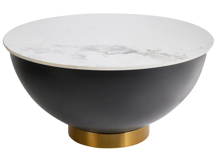 Bowl with marble top and gold base on a white background