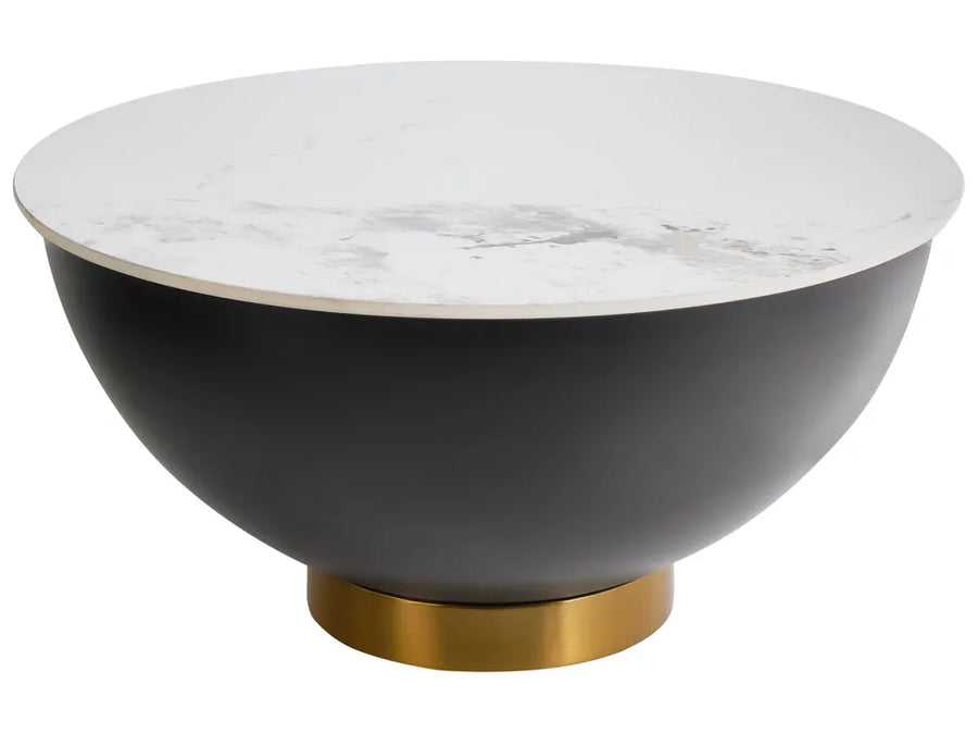 Bowl with marble top and gold base on a white background