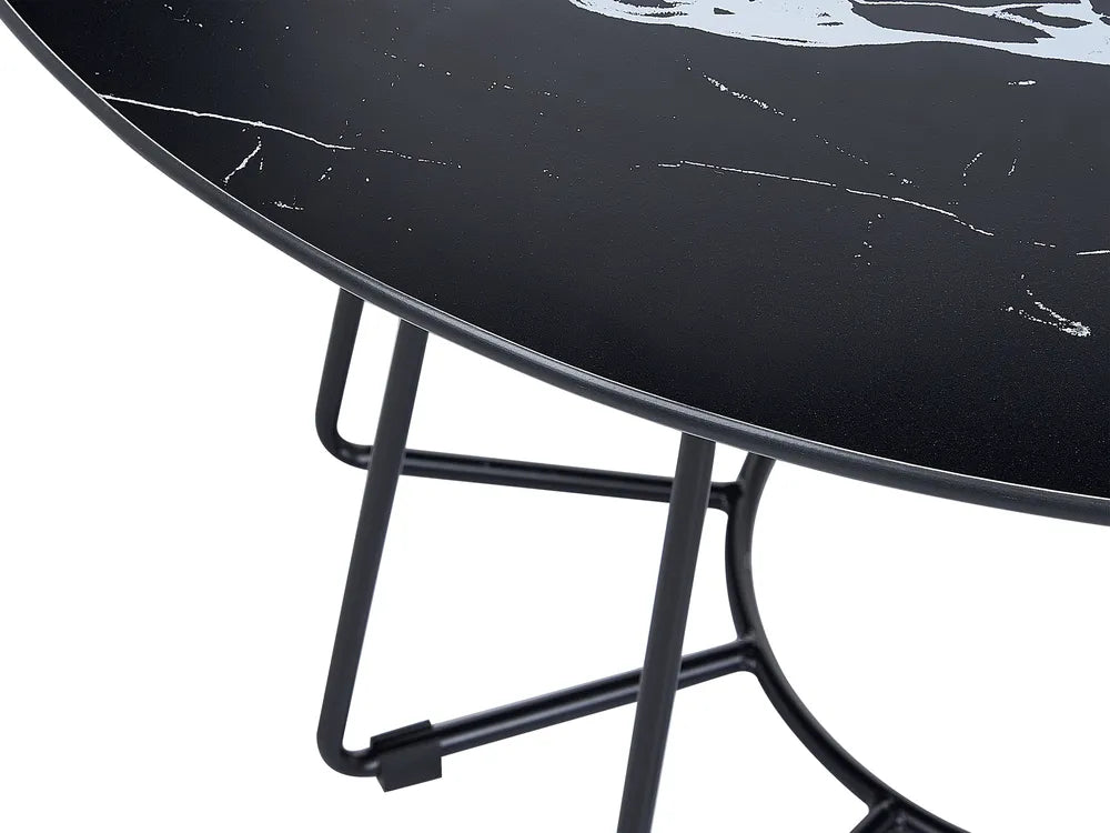 Coffee Table Tempered Glass Black Marble Adilson