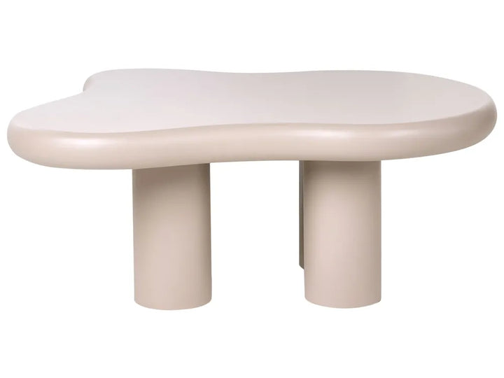 Beige coffee table with a modern design on a white background
