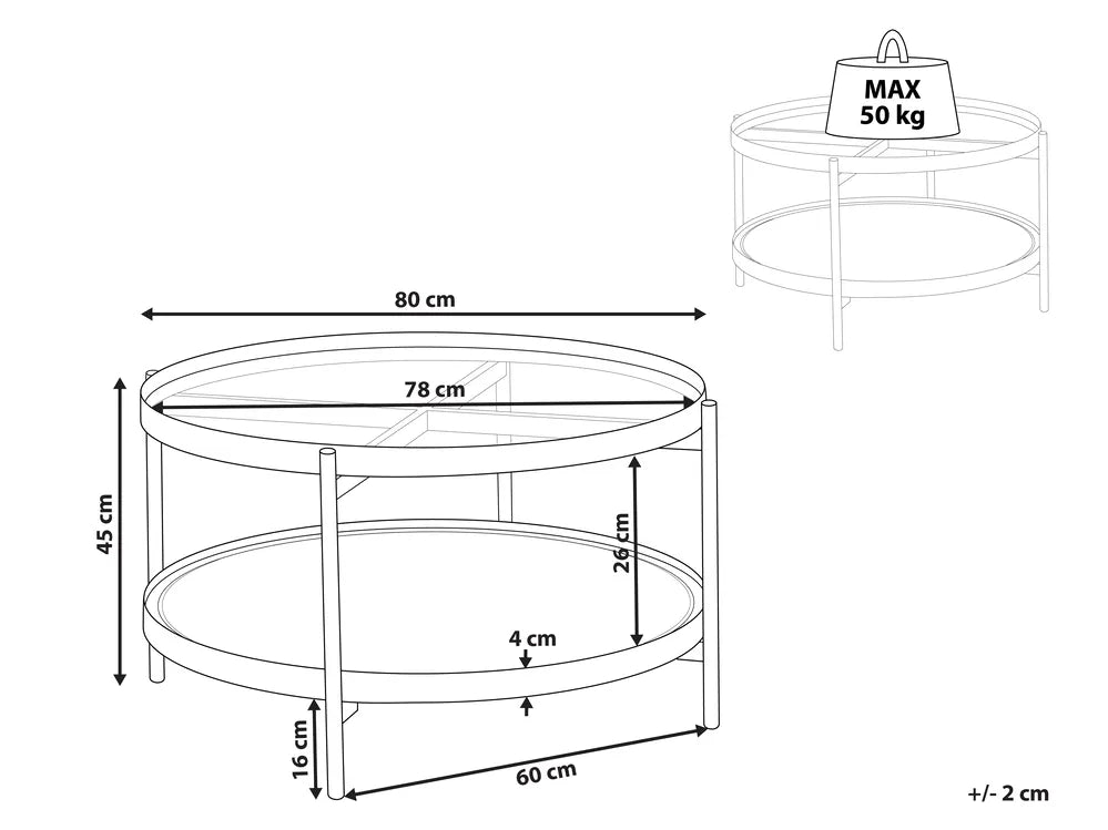 Coffee Table Tempered Glass Black Georgina