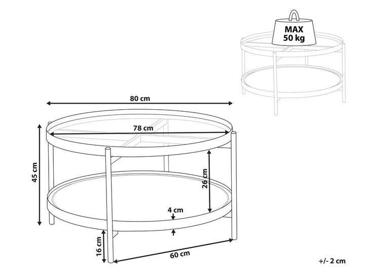 Coffee Table Tempered Glass Black Georgina