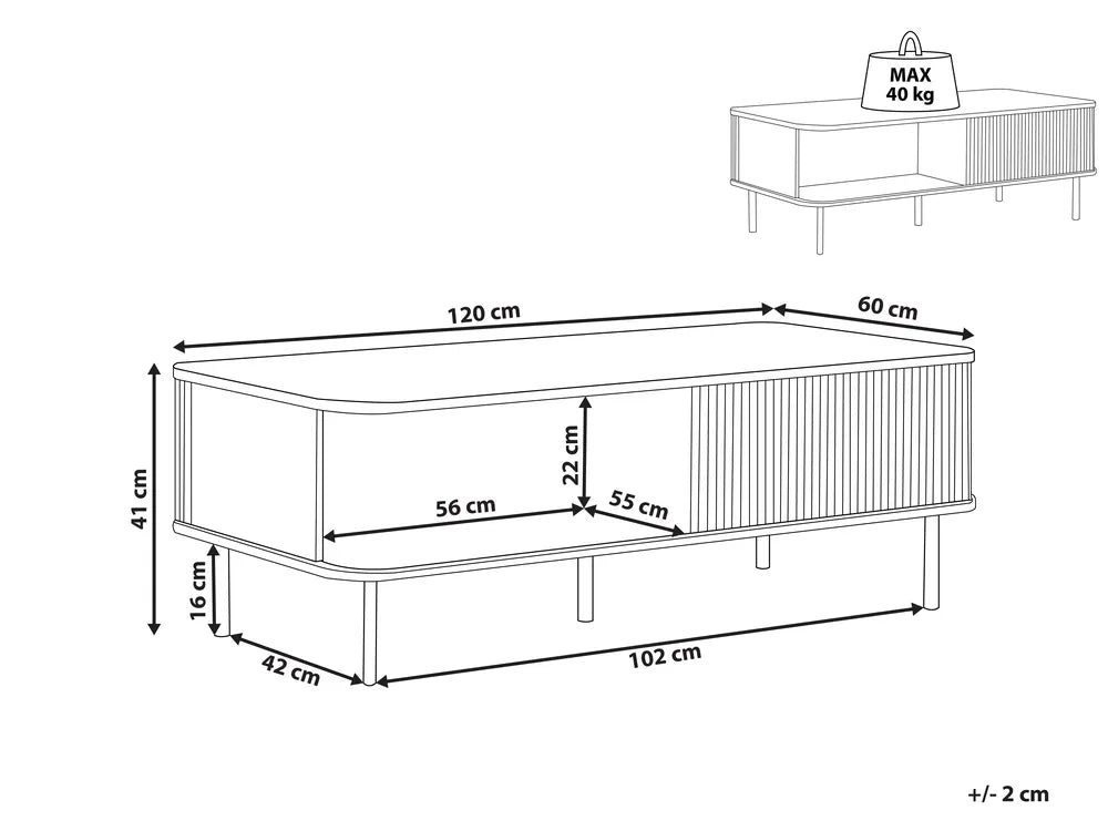 Coffee Table Dark Brown with Storage Pardo