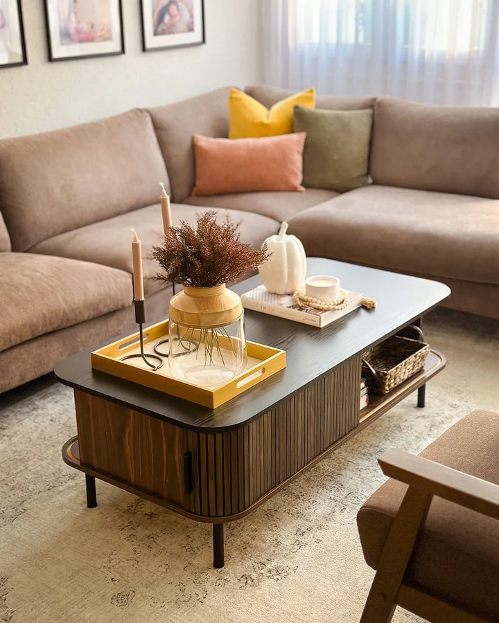Coffee Table Dark Brown with Storage Pardo