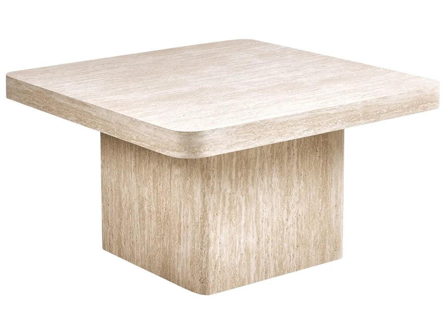 Beige square table on a white background