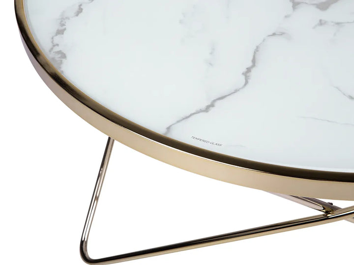 Coffee Table Tempered Glass Marble/ Gold Verve