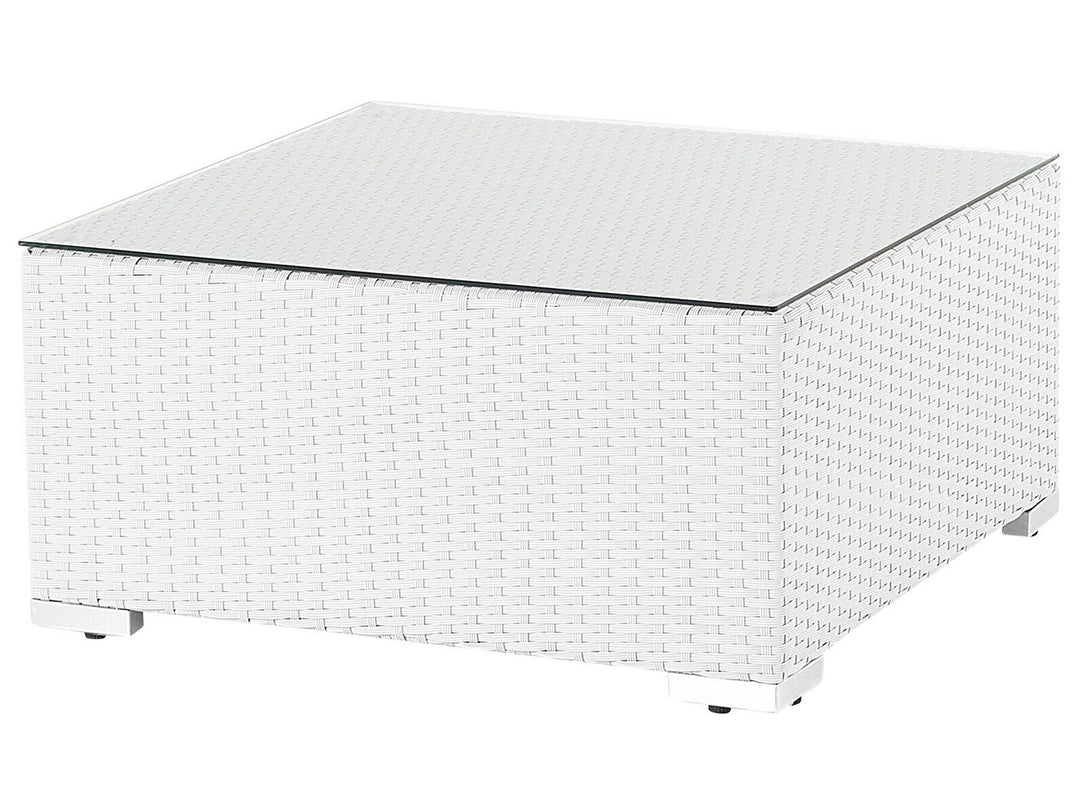 Sano Garden Corner Sofa with Table 4 Seater Right Hand Modular PE Rattan White