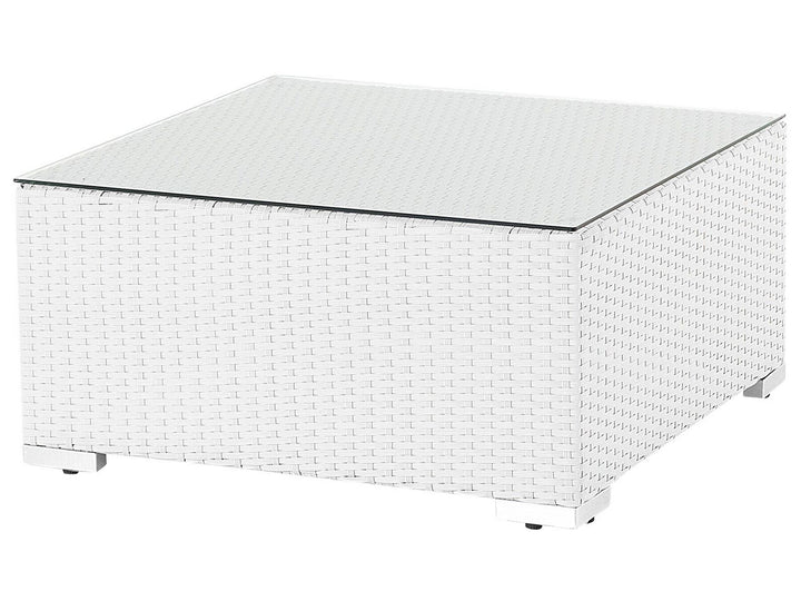 Sano Garden Corner Sofa with Table 4 Seater Right Hand Modular PE Rattan White