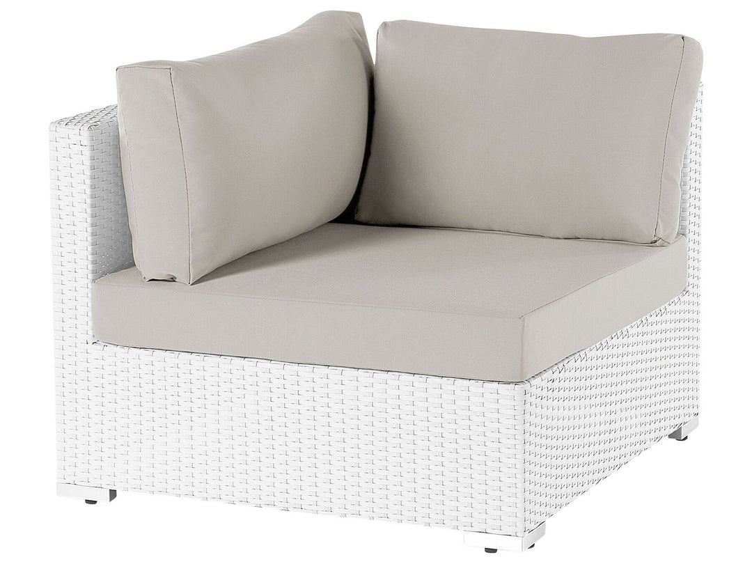 Sano Garden Corner Sofa with Table 4 Seater Right Hand Modular PE Rattan White