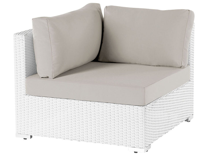Sano Garden Corner Sofa with Table 4 Seater Right Hand Modular PE Rattan White