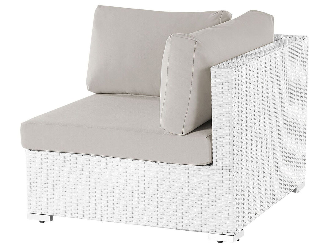 Sano Garden Corner Sofa with Table 4 Seater Right Hand Modular PE Rattan White