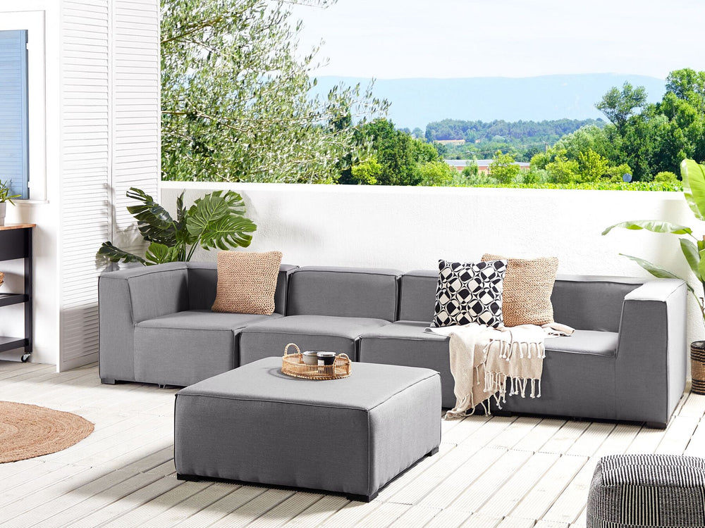 Arezzo Garden Sofa with Ottoman 4 Seater Modular Grey
