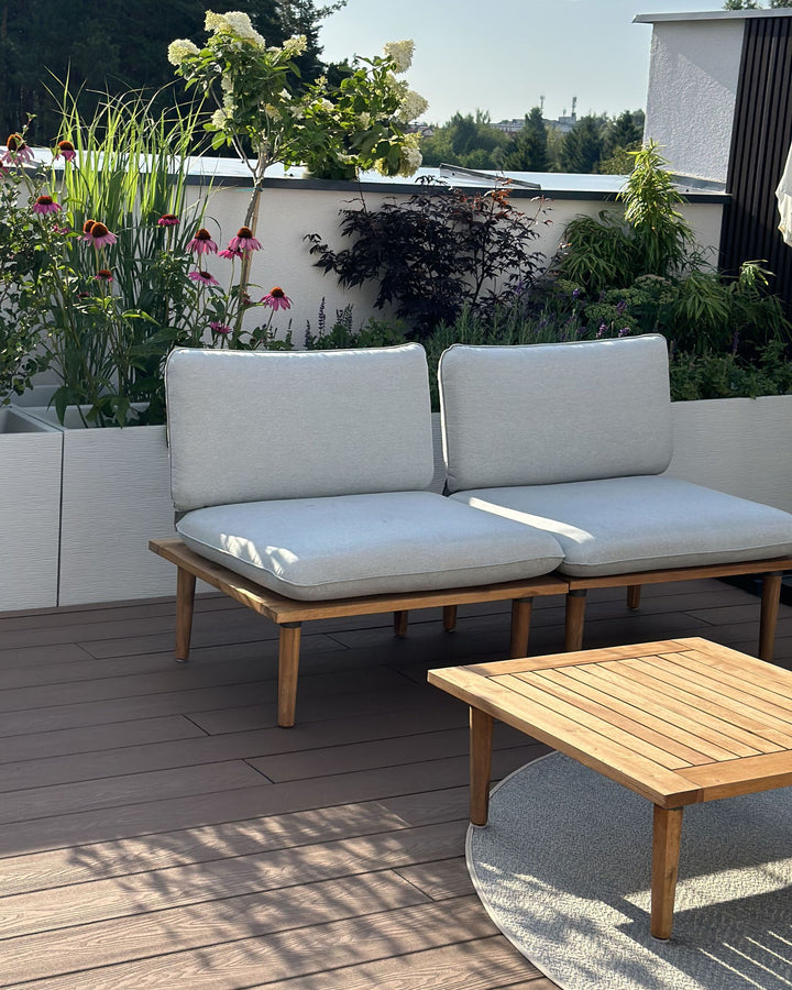 Frascati Garden Lounge Set with Table 2 Seater Certified Acacia Wood Light Grey