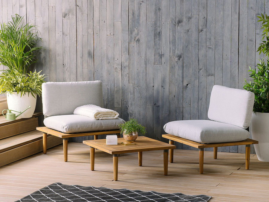 Frascati Garden Lounge Set with Table 2 Seater Certified Acacia Wood Light Grey