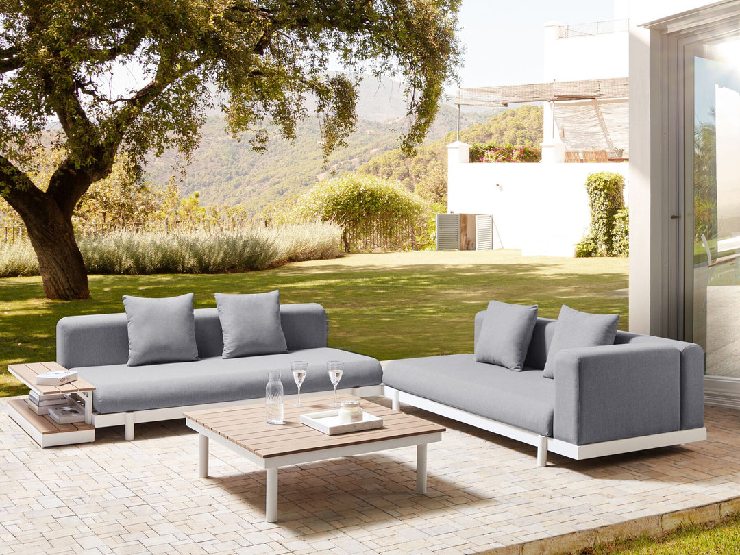Missanello Garden Corner Sofa with Table 5 Seater Grey