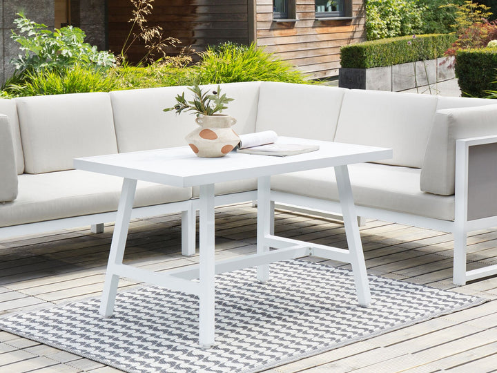 Castella/Fratte Garden Corner Sofa with Table 6 Seater Left Hand Metal Off-White