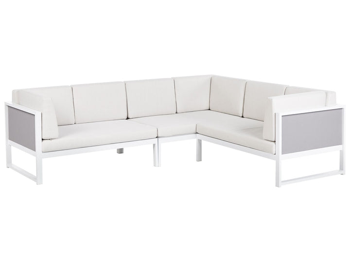 Castella/Fratte Garden Corner Sofa with Table 6 Seater Left Hand Metal Off-White