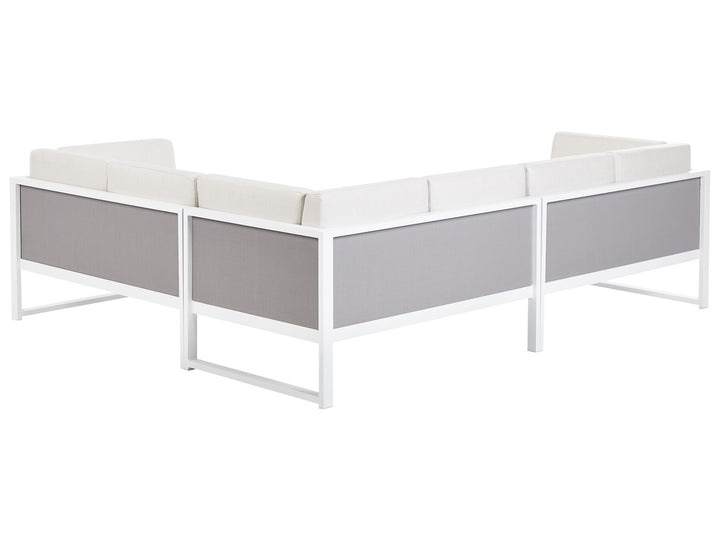 Castella/Fratte Garden Corner Sofa with Table 6 Seater Left Hand Metal Off-White