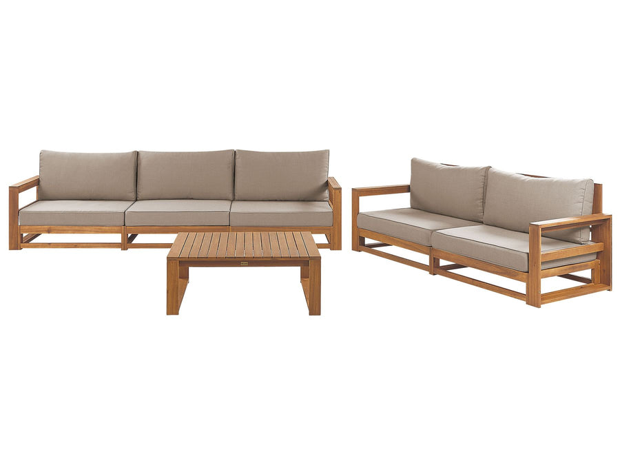 Timor Garden Lounge Set with Table 5 Seater Certified Acacia Wood Light Brown
