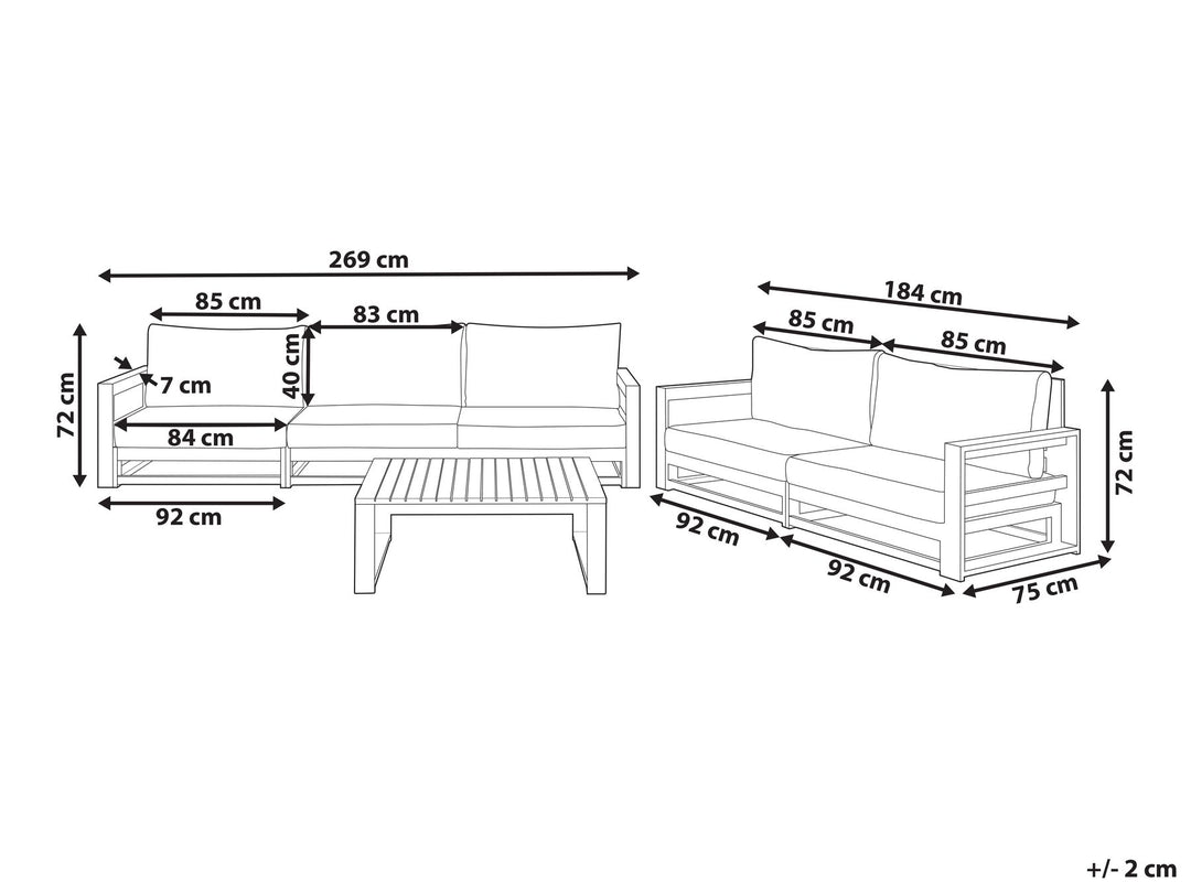 Timor Garden Lounge Set with Table 5 Seater Certified Acacia Wood Light Brown