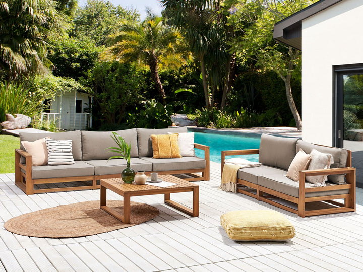 Timor Garden Lounge Set with Table 5 Seater Certified Acacia Wood Light Brown
