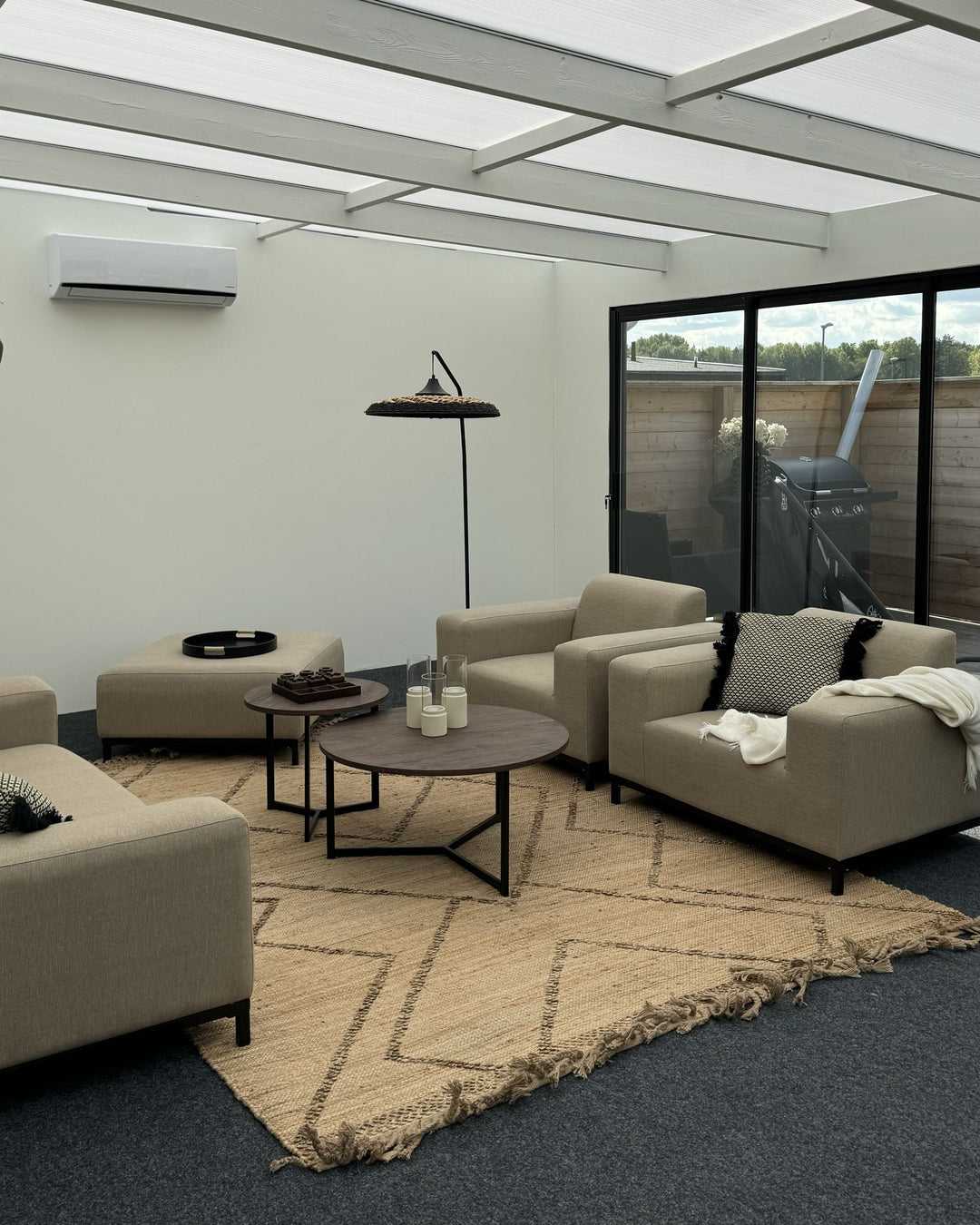 Rovigo Garden Lounge Set with Table 5 Seater Beige