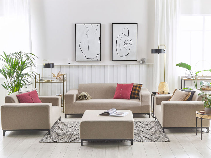 Rovigo Garden Lounge Set with Table 5 Seater Beige