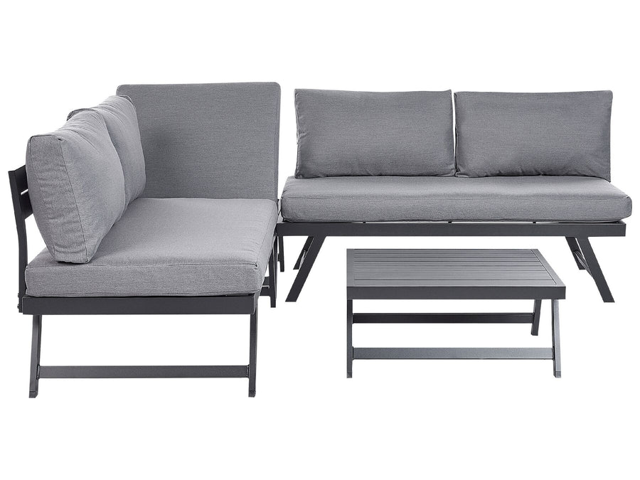 Coccorino Garden Corner Sofa with Table 5 Seater Metal Grey