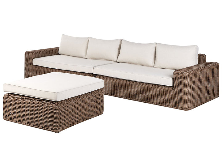 Palermo Garden Corner Sofa with Ottoman 6 Seater Modular PE Rattan Brown
