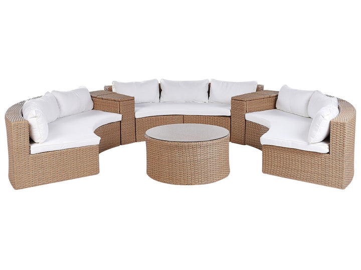 Severo Garden Lounge Set with Table 9 Seater PE Rattan Sand Beige