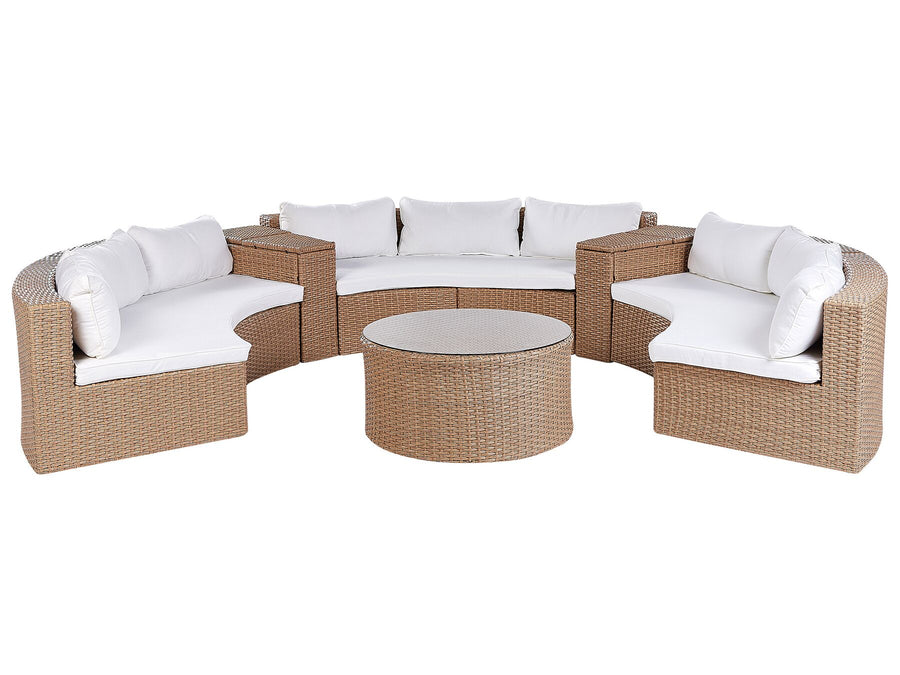 Severo Garden Lounge Set with Table 9 Seater PE Rattan Sand Beige