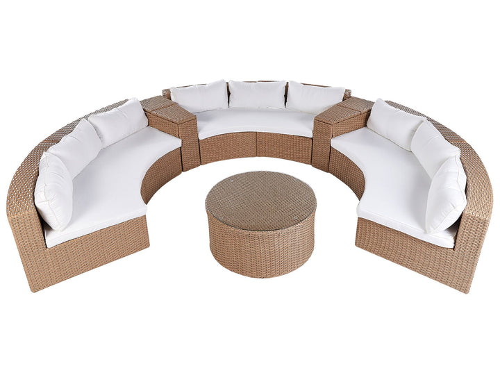 Severo Garden Lounge Set with Table 9 Seater PE Rattan Sand Beige