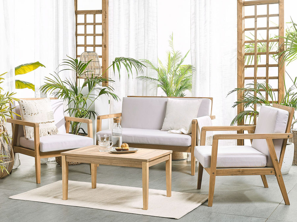 Pallano Garden Lounge Set with Table 4 Seater Acacia Wood Taupe