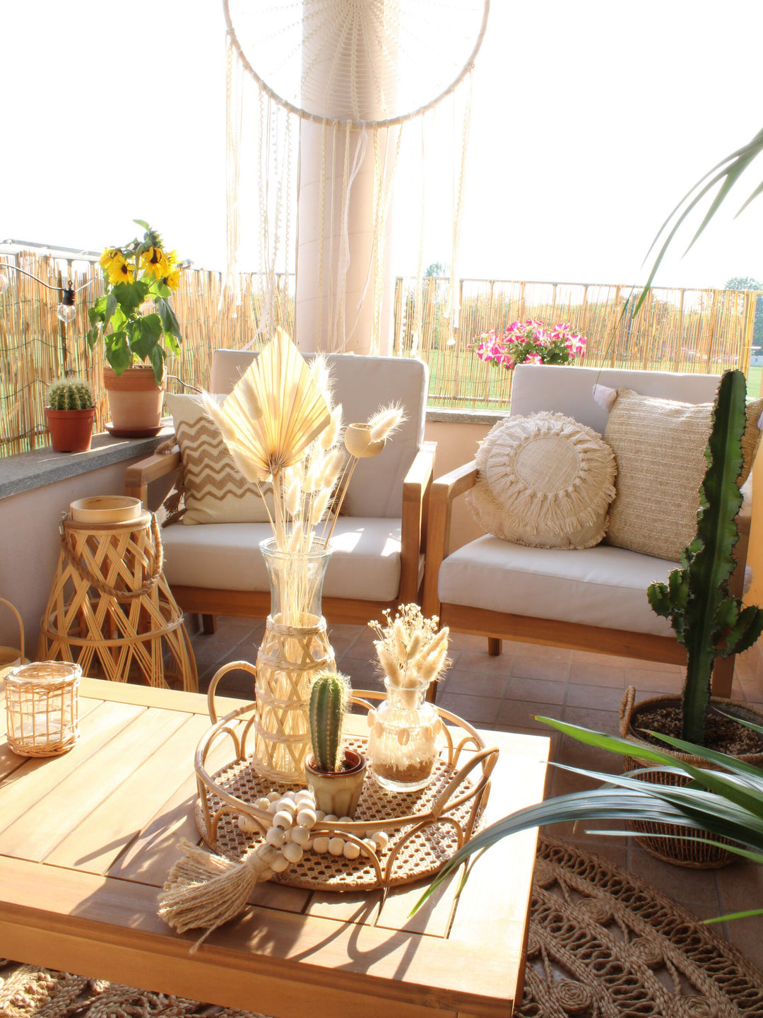 Pallano Garden Lounge Set with Table 4 Seater Acacia Wood Taupe